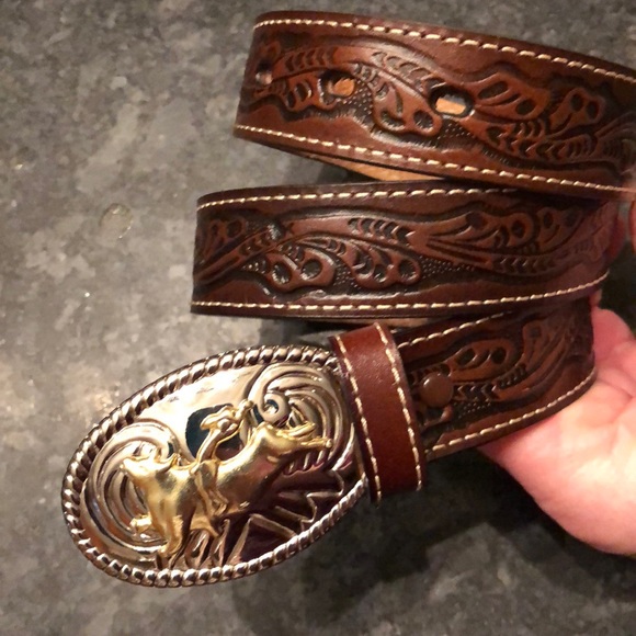 Nocona Boys Bull Rider Buckle Belt 22 Brown